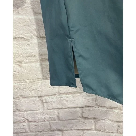 NEW CHICOS Wrinkle Resistant Tunic Top Locklyn Shirt 0 (S) Blue Roll Tab 9537 - Picture 3 of 9